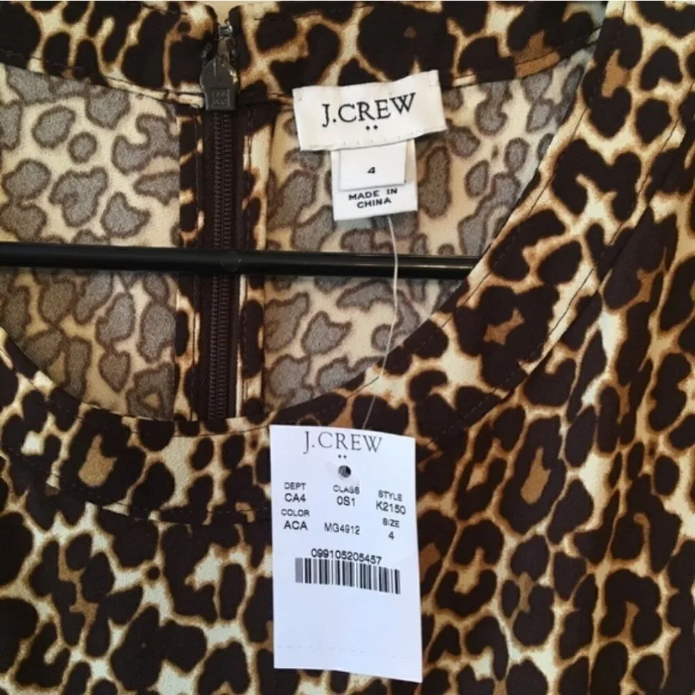 💜 NWT J.Crew leopard print crepe shift dress